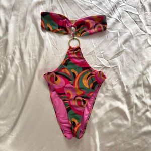 Jaded London high cut strapless bandeau one piece swimsuit